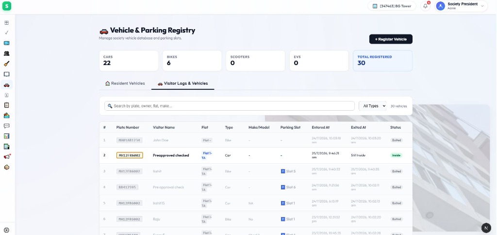 Resident & Visitor Parking Registry Tracker