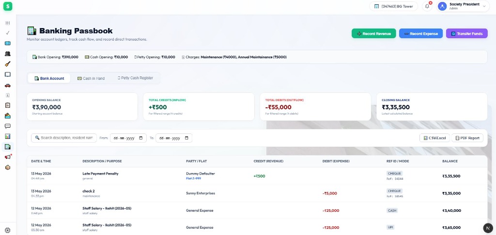 Banking Passbook & Cashflow Ledger